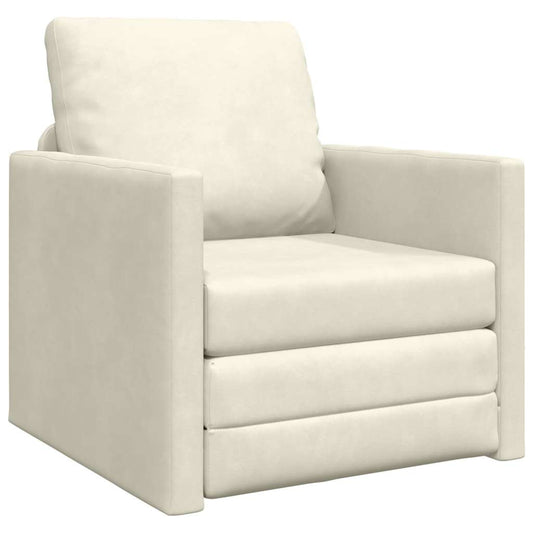 Fußsofa-Bett mit Kissen Creme 74 x 77 x 81 cm Samt