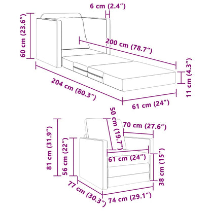 Fußsofa-Bett mit Kissen Creme 74 x 77 x 81 cm Samt