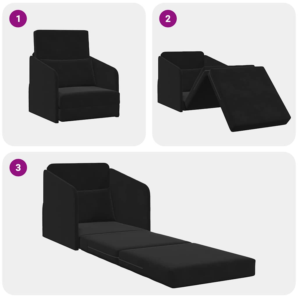 Sofa Bett Schwarz 65 x 80 x 83 cm Samt