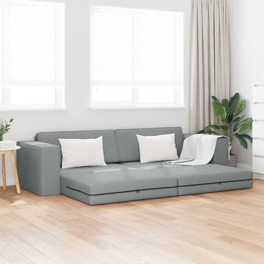 Bodensofa-Bett Hellgrau 245 x 78 x 77 cm Stoff
