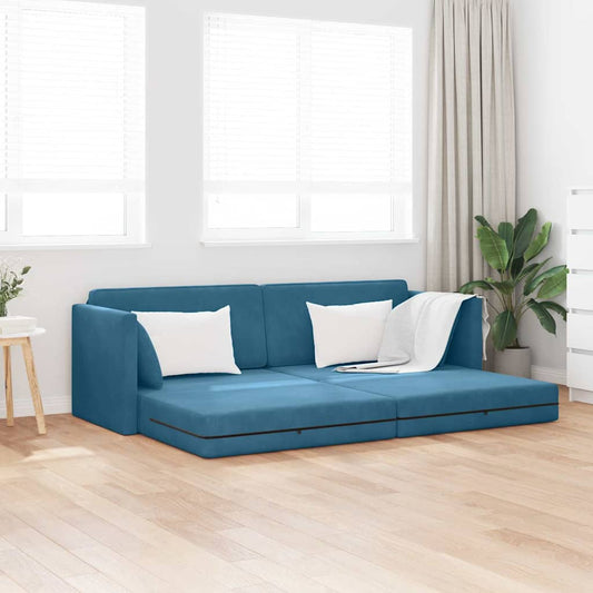 Boden-Schlafsofa Blau 213 x 76 x 77 cm Samt