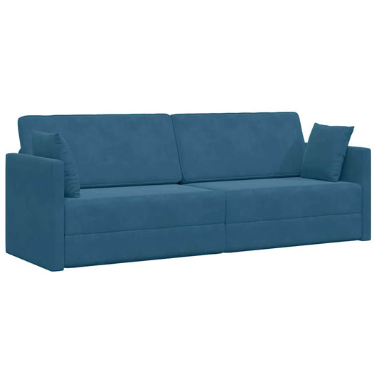 Boden-Schlafsofa Blau 213 x 76 x 77 cm Samt
