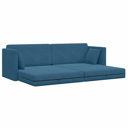 Boden-Schlafsofa Blau 213 x 76 x 77 cm Samt