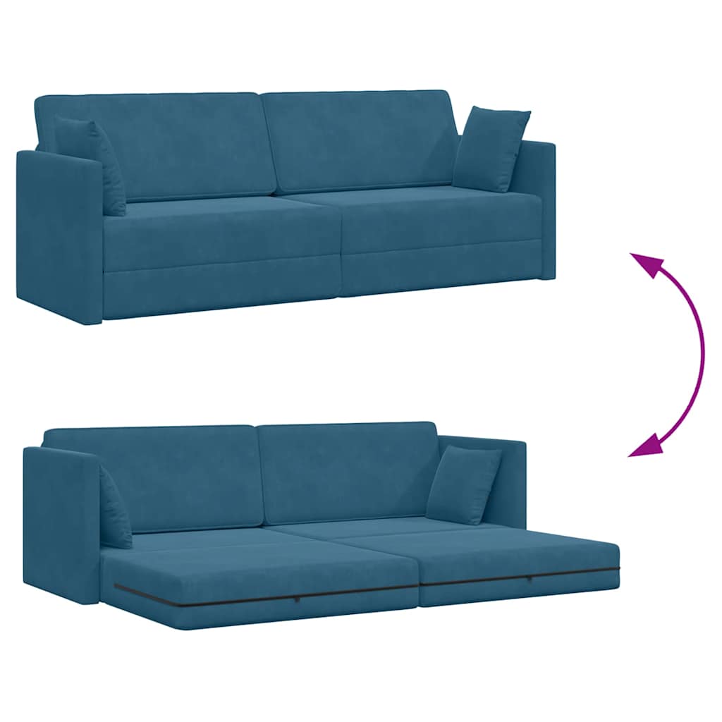 Boden-Schlafsofa Blau 213 x 76 x 77 cm Samt