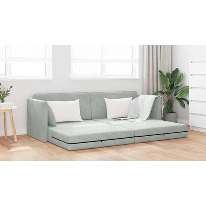 Boden-Schlafsofa Hellgrau 213 x 76 x 77 cm Samt