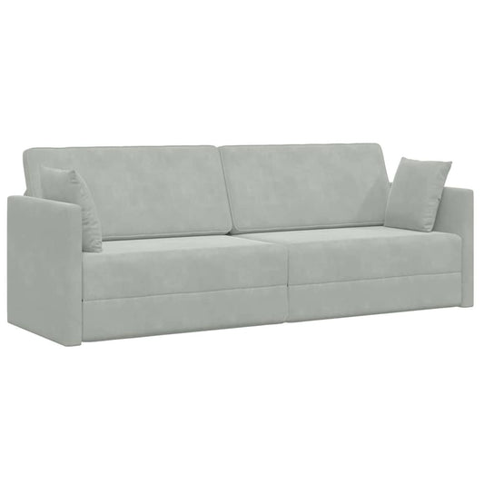 Boden-Schlafsofa Hellgrau 213 x 76 x 77 cm Samt