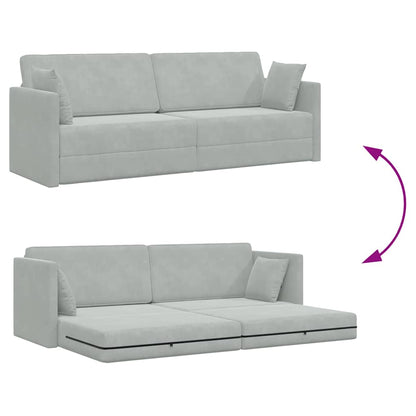 Boden-Schlafsofa Hellgrau 213 x 76 x 77 cm Samt