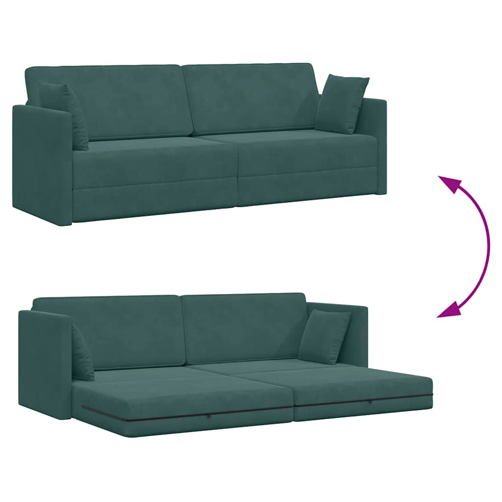 Boden-Schlafsofa Dunkelgrün 213 x 76 x 77 cm Samt