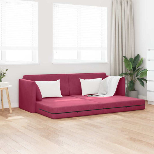 Boden-Schlafsofa Weinrot 213 x 76 x 77 cm Samt