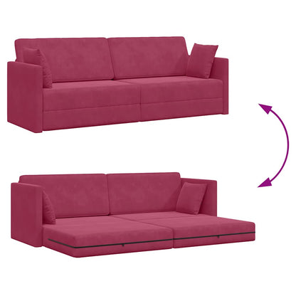 Boden-Schlafsofa Weinrot 213 x 76 x 77 cm Samt