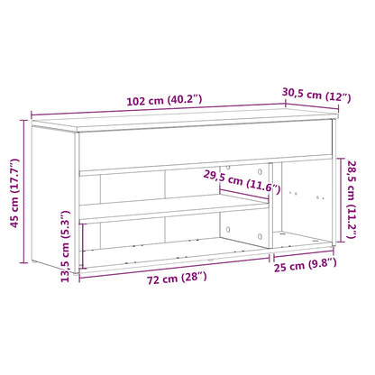 Schuhbank Artisan-Eiche 102x30,5x45 cm Holzwerkstoff