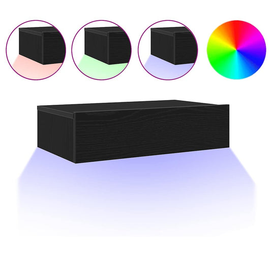TV-Schränke mit LED-Leuchten 2 Stk. Schwarze Eiche 60x35x15,5 cm