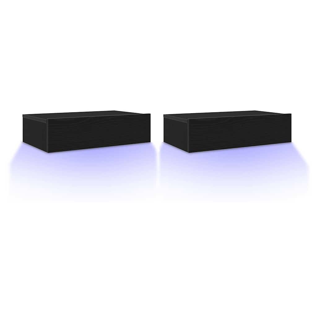 TV-Schränke mit LED-Leuchten 2 Stk. Schwarze Eiche 60x35x15,5 cm
