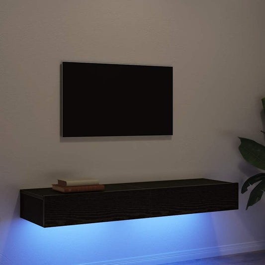 TV-Schränke mit LED-Leuchten 2 Stk. Schwarze Eiche 60x35x15,5 cm