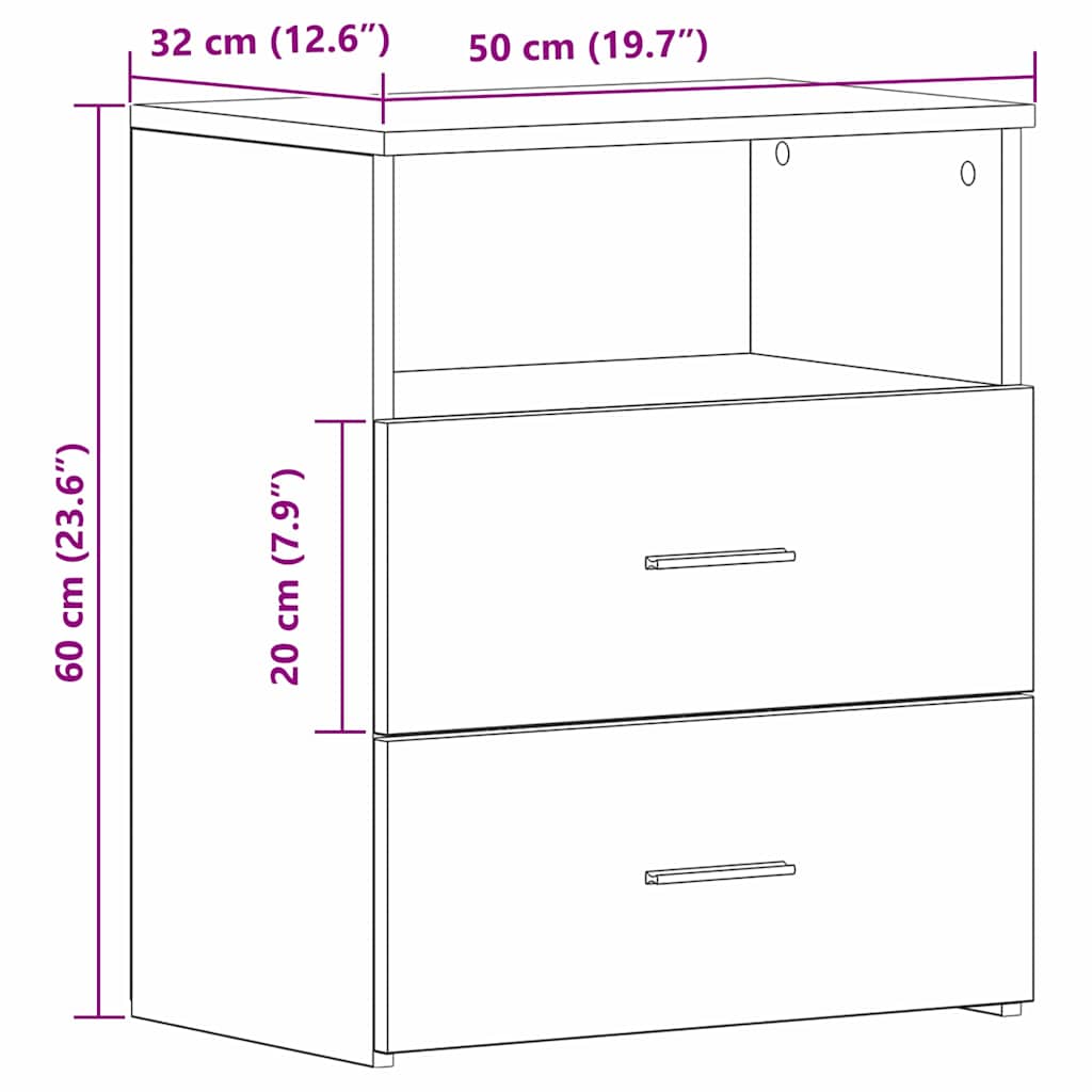 Nachttisch 2 pcs Schwarze Eiche 50 x 32 x 60 cm Holzwerkstoff