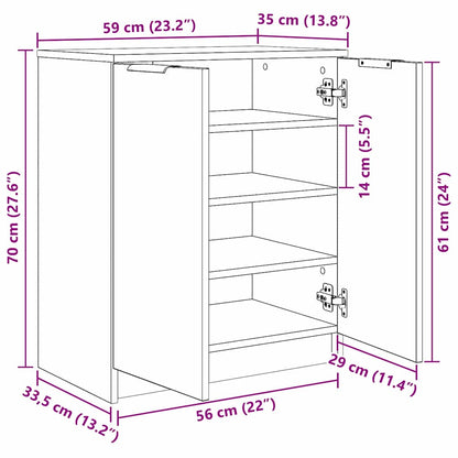 Schuhschrank mit Regal mit Tür 59 x 35 x 70 cm Holzwerkstoff
