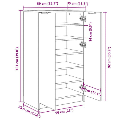 Schuhschrank Schwarze Eiche 59 x 35 x 100 cm Holzwerkstoff