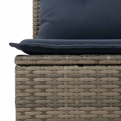 9-tlg. Garten-Sofagarnitur mit Kissen Grau Poly Rattan Akazie