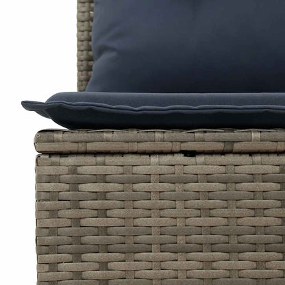 9-tlg. Garten-Sofagarnitur mit Kissen Grau Poly Rattan Akazie