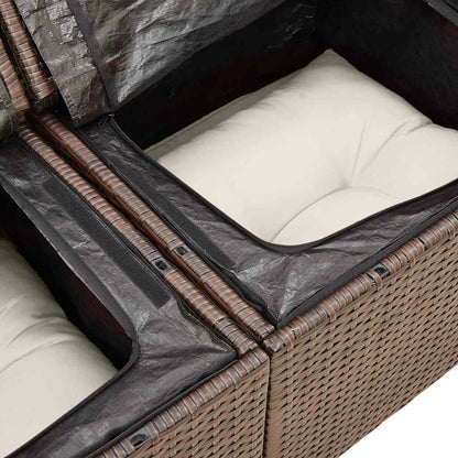 9-tlg. Garten-Sofagarnitur mit Kissen Braun Poly Rattan