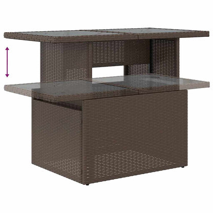 9-tlg. Garten-Sofagarnitur mit Kissen Braun Poly Rattan Akazie