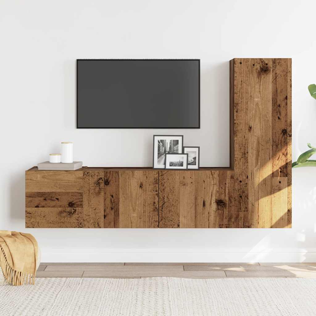 TV-Wandschränke 3 Stk. Altholz-Optik Holzwerkstoff