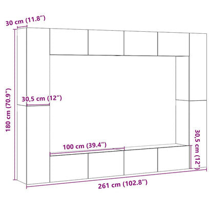 8-tlg. TV-Schrank-Set Wandmontage Artisan-Eiche Holzwerkstoff