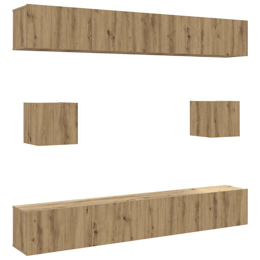 6-tlg. TV-Schrank-Set Wandmontage Artisan-Eiche Holzwerkstoff