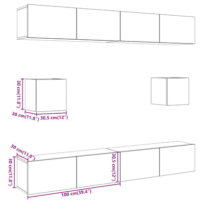 6-tlg. TV-Schrank-Set Wandmontage Artisan-Eiche Holzwerkstoff