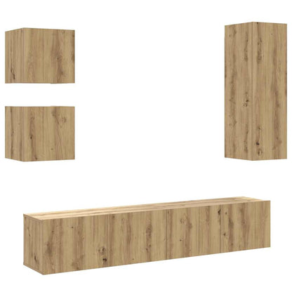 5-tlg. TV-Schrank-Set Wandmontage Artisan-Eiche Holzwerkstoff