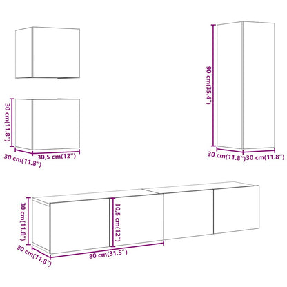 5-tlg. TV-Schrank-Set Wandmontage Artisan-Eiche Holzwerkstoff