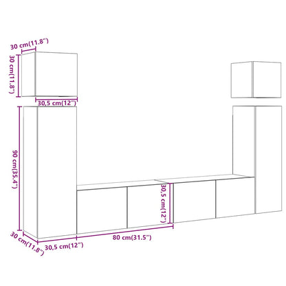 8-tlg. TV-Schrank-Set Wandmontage Artisan-Eiche Holzwerkstoff