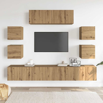 7-tlg. TV-Schrank-Set Wandmontage Artisan-Eiche Holzwerkstoff