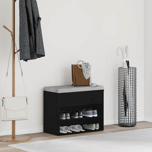 Schuhbank Schwarze Eiche 60 x 30 x 45 cm Holzwerkstoff