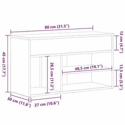 Schuhbank Schwarze Eiche 80 x 30 x 45 cm Holzwerkstoff