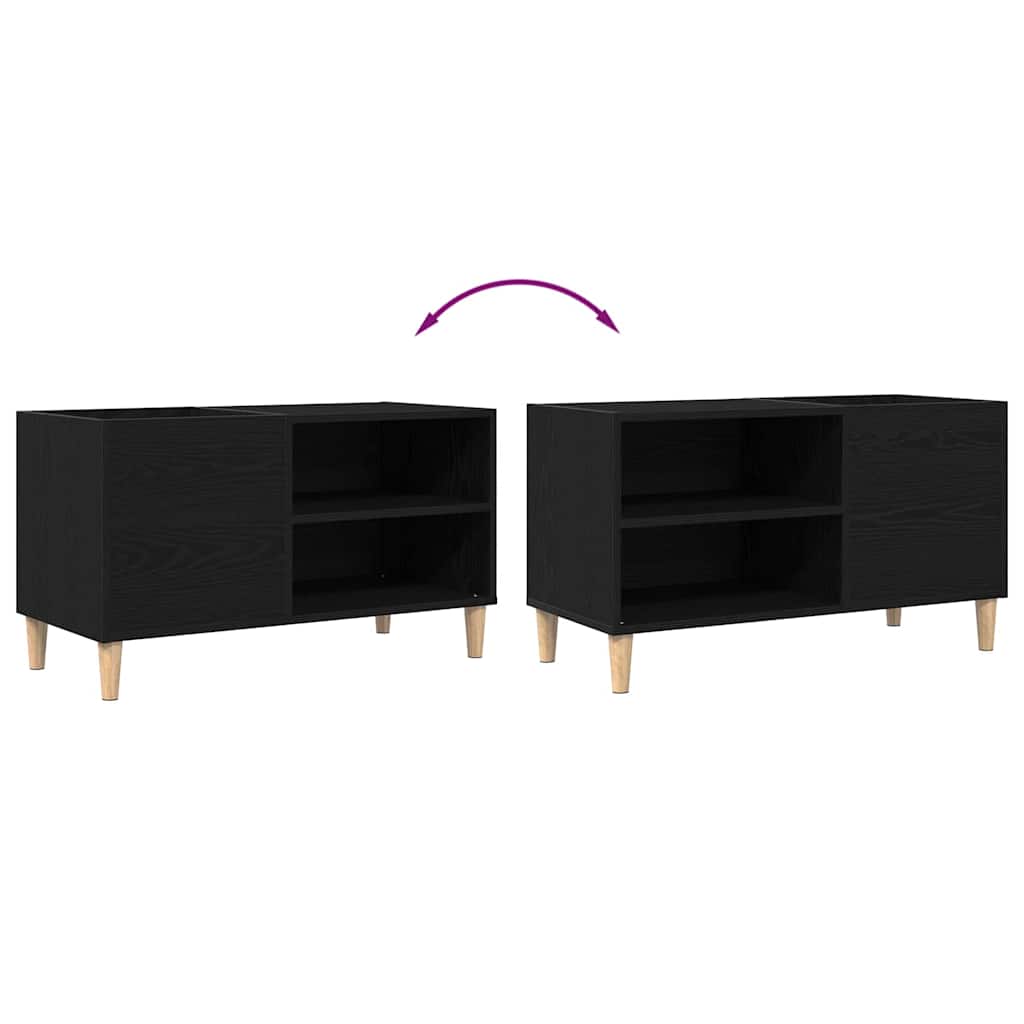 Schallplattenschrank mit Regal Schwarze Eiche 84.5 x 38 x 48 cm