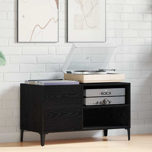 Schallplattenschrank mit Regal Schwarze Eiche 84.5 x 38 x 48 cm