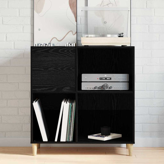 Schallplattenschrank mit Regal Schwarze Eiche 84.5 x 38 x 89 cm