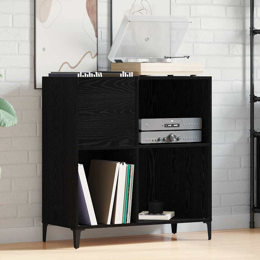 Schallplattenschrank mit Regal Schwarze Eiche 84.5 x 38 x 89 cm