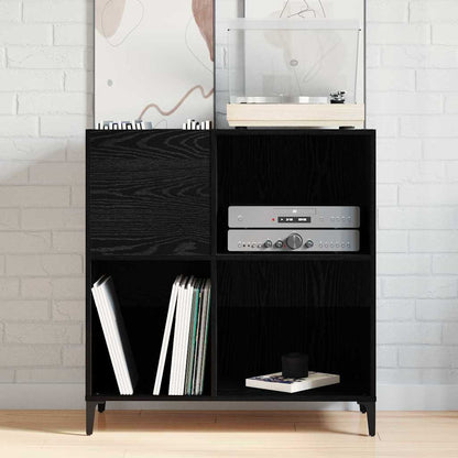 Schallplattenschrank mit Regal Schwarze Eiche 84.5 x 38 x 89 cm