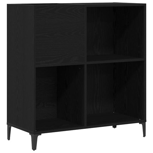 Schallplattenschrank mit Regal Schwarze Eiche 84.5 x 38 x 89 cm