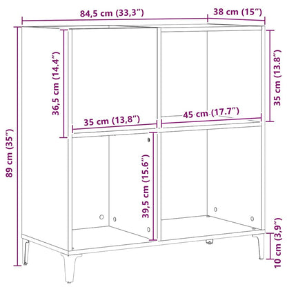 Schallplattenschrank mit Regal Schwarze Eiche 84.5 x 38 x 89 cm