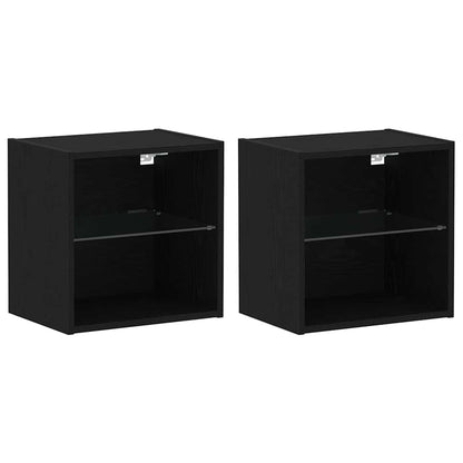 Schweberegal 2 pcs Schwarz 40 x 28.5 x 40 cm Holzwerkstoff
