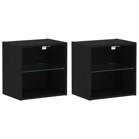 Schweberegal 2 pcs Schwarz 40 x 28.5 x 40 cm Holzwerkstoff