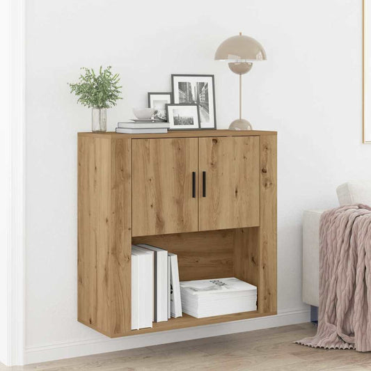 Wandschrank Eiche handwerklich 80 x 33 x 80 cm Holzwerkstoff