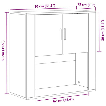 Wandschrank Schwarze Eiche 80 x 33 x 80 cm Holzwerkstoff