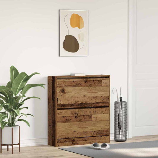 Schuhschrank mit Tür Altholz 80 x 21 x 87.5 cm Holzwerkstoff