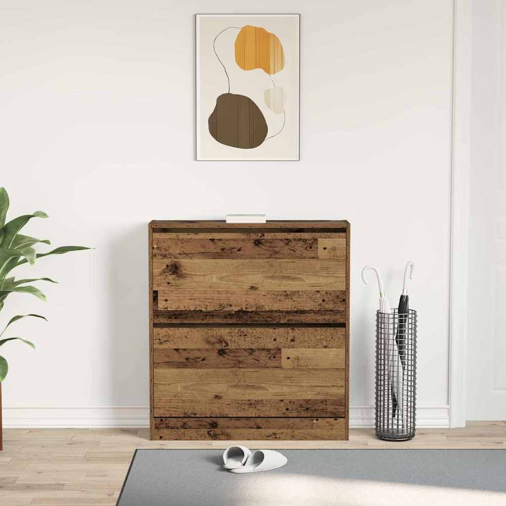 Schuhschrank mit Tür Altholz 80 x 21 x 87.5 cm Holzwerkstoff
