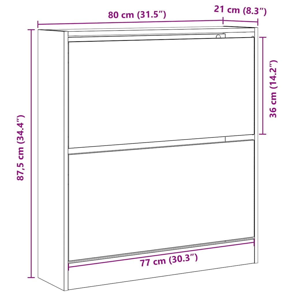 Schuhschrank Schwarze Eiche 80 x 21 x 87.5 cm Holzwerkstoff