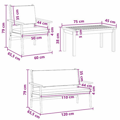 Garten-Sofa-Set 5 pcs Braun 75 x 45 x 38cm Massivholz Akazie